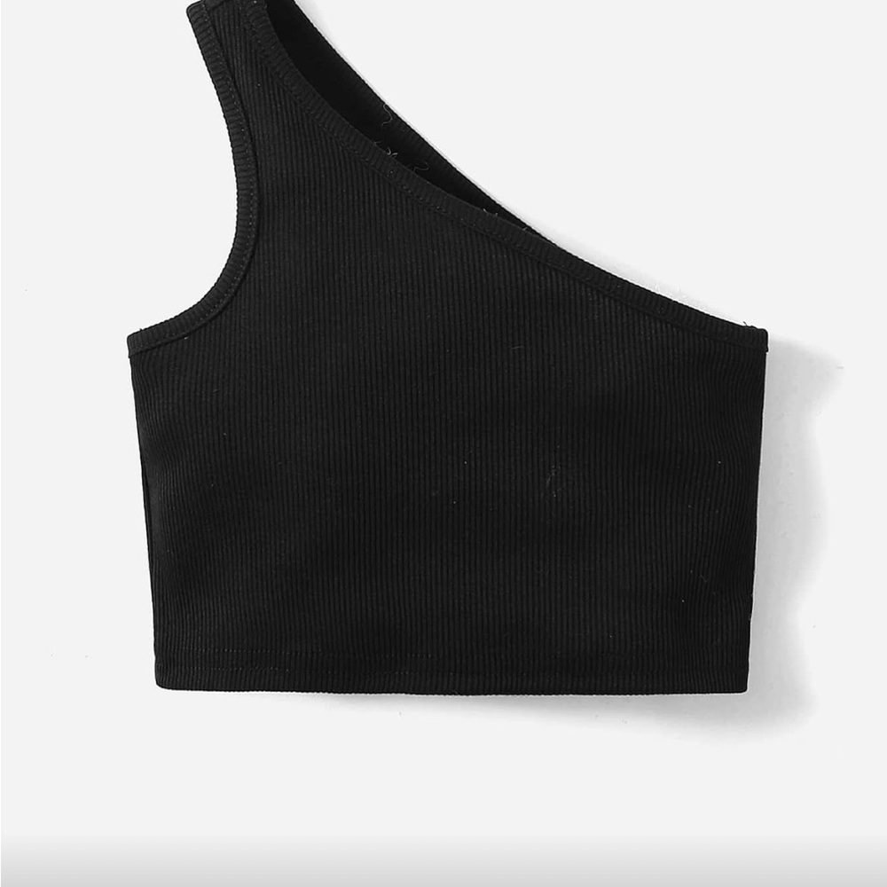Shein Black One-Shoulder Crop Top